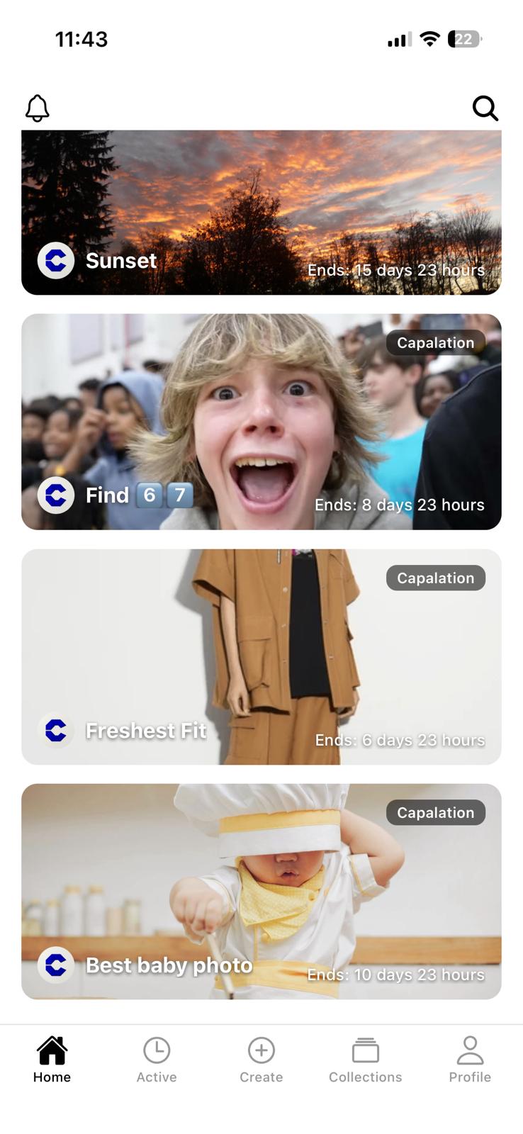 Capalation home screen